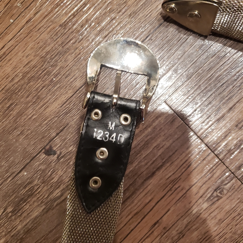 Silver mesh Belt with turquoise and ivory colored beads western - Picture 4 of 5